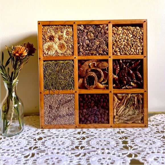 Vintage Other - Vintage Wood Shadow Box Seeds Dried Flowers Box